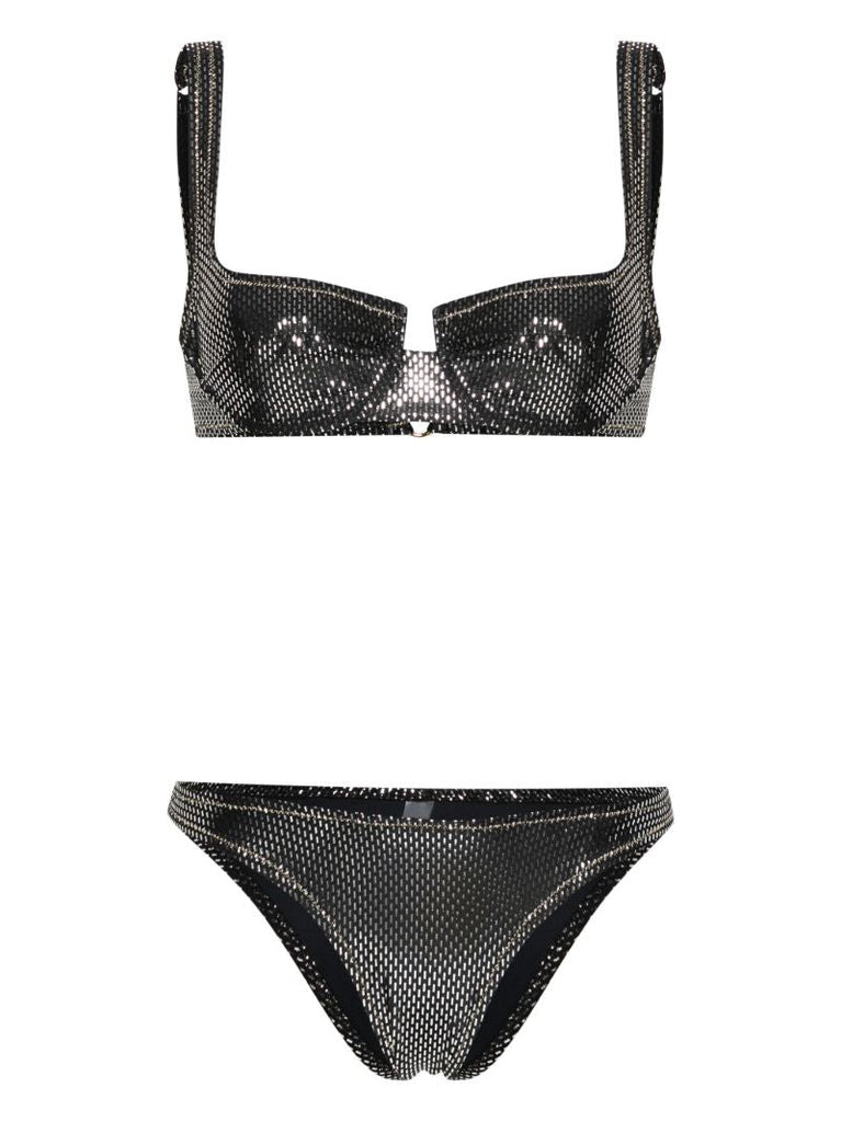 Black Brigitte Metallic Bikini Set