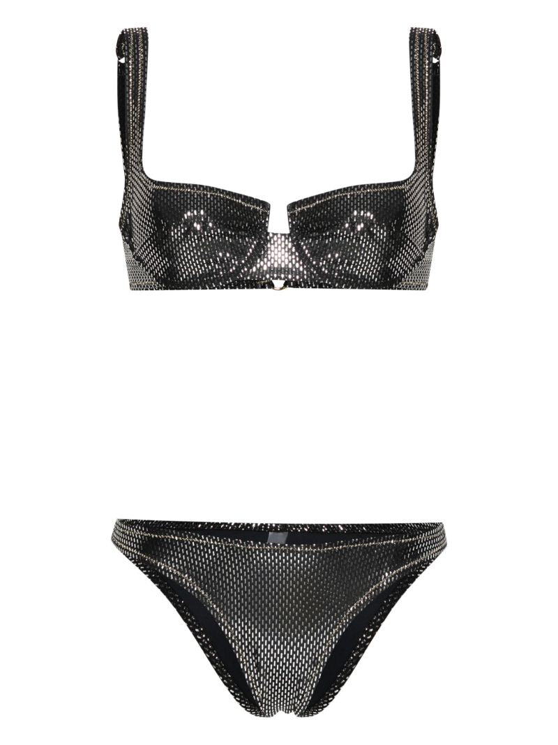 Black Brigitte Metallic Bikini Set