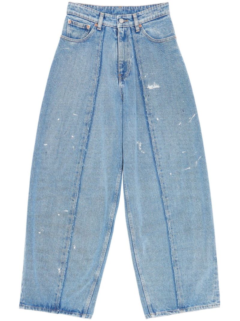 Blue Wide-leg Distressed Jeans