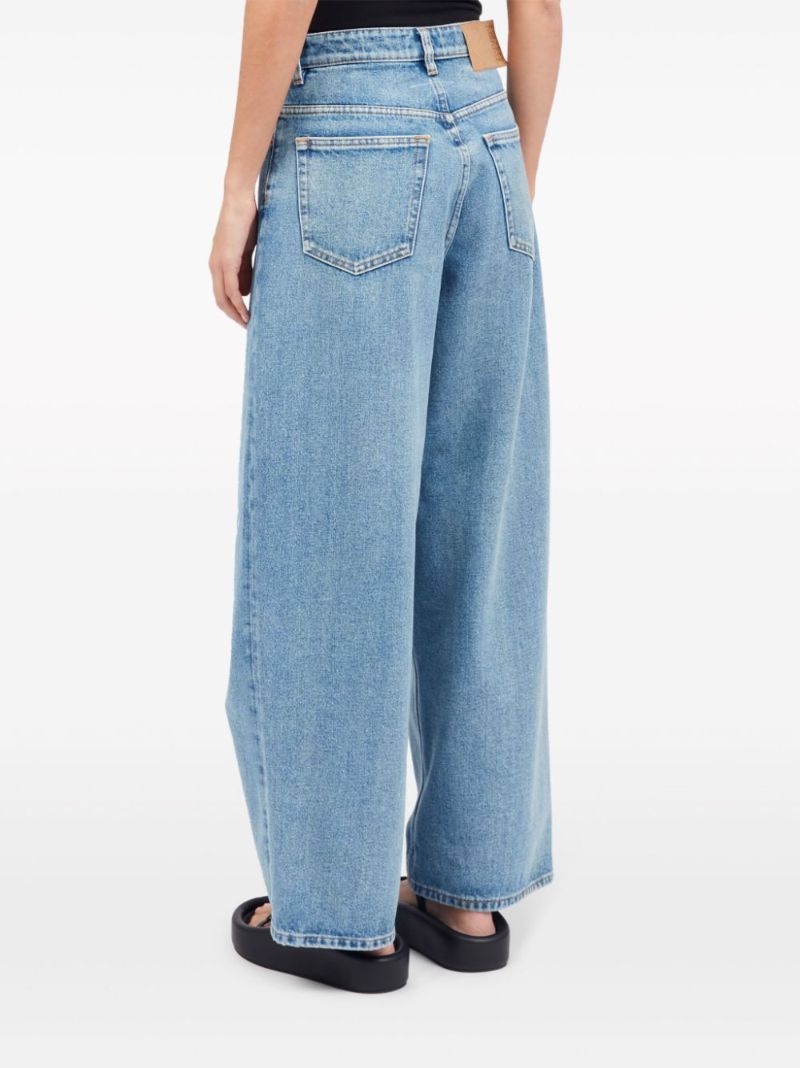 Blue Wide-leg Distressed Jeans
