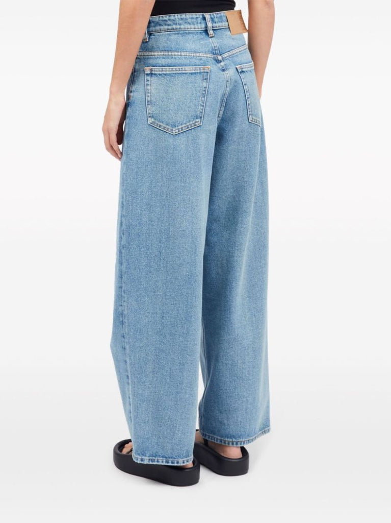 Blue Wide-leg Distressed Jeans