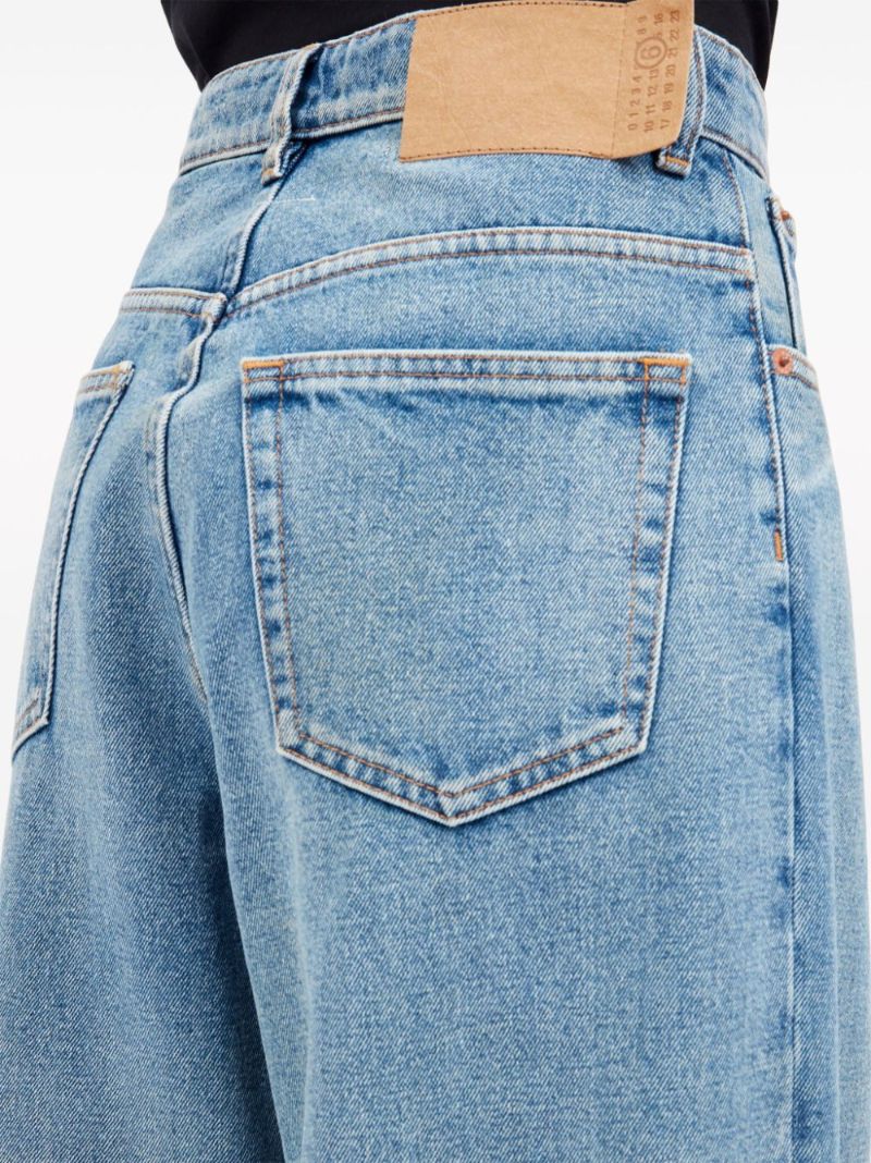 Blue Wide-leg Distressed Jeans
