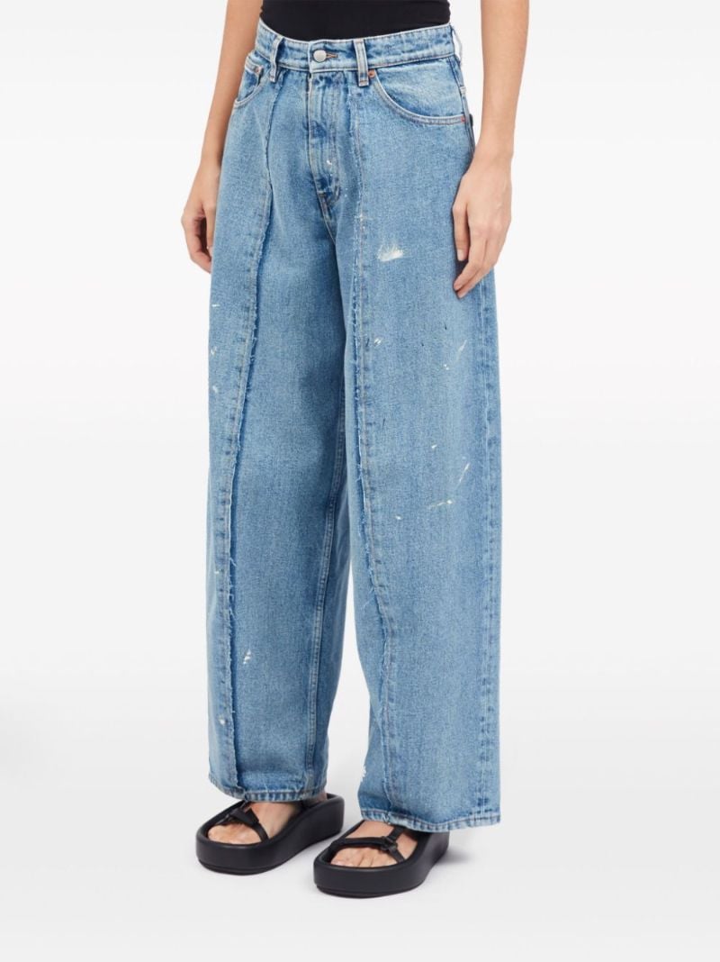 Blue Wide-leg Distressed Jeans