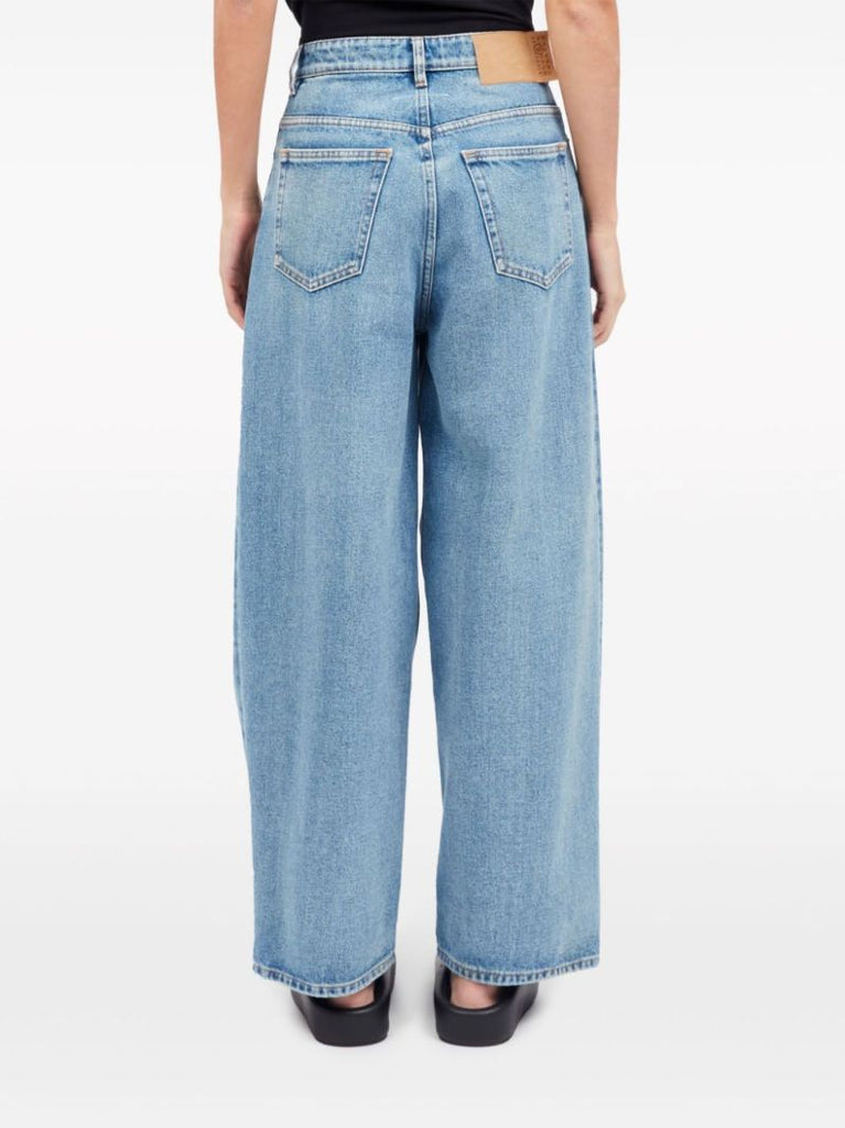 Blue Wide-leg Distressed Jeans