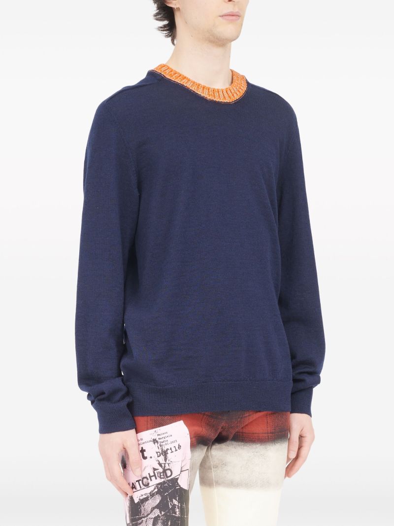 Blue Contrast-neck Wool Sweater