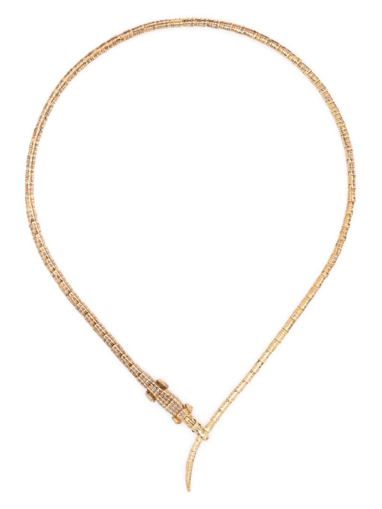 18k Yellow Gold Alligator Wrap Tsavorite Necklace