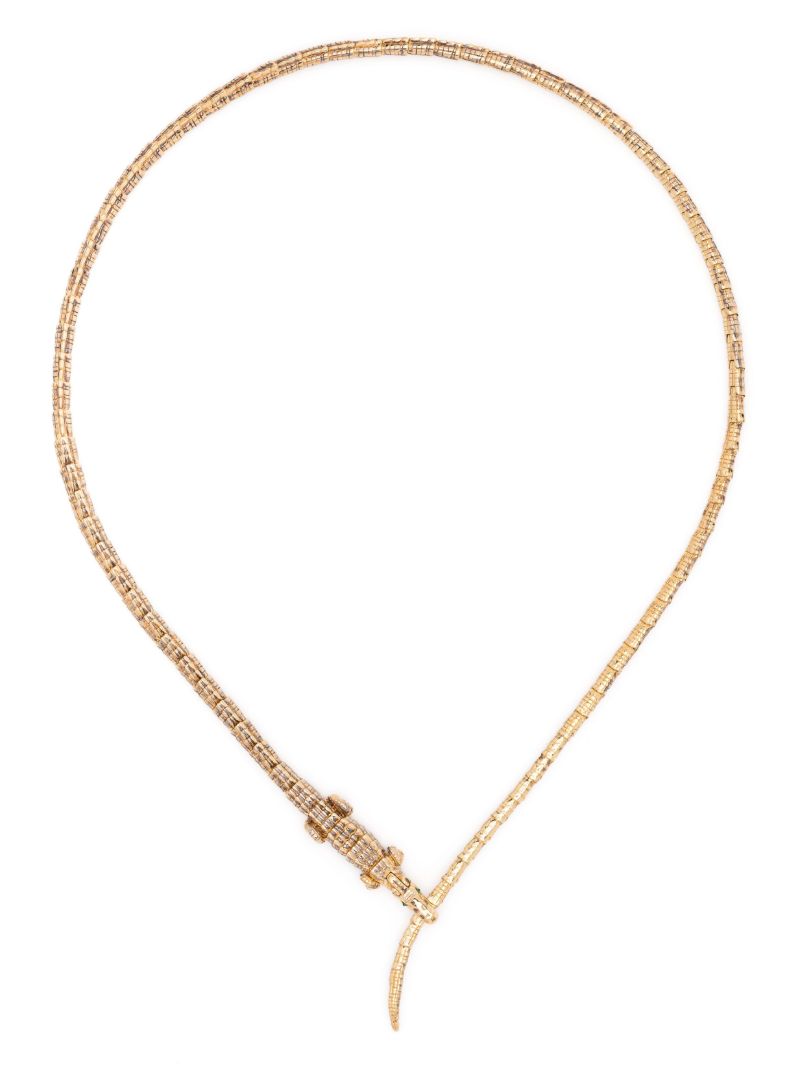 18k Yellow Gold Alligator Wrap Tsavorite Necklace