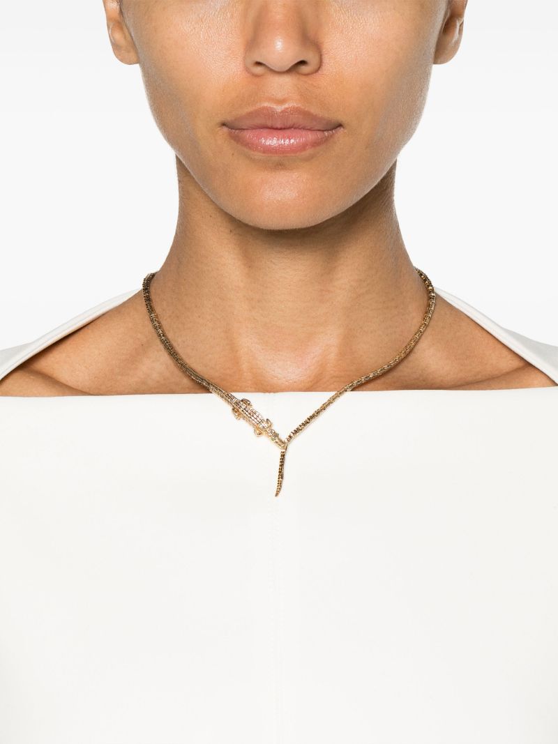 18k Yellow Gold Alligator Wrap Tsavorite Necklace