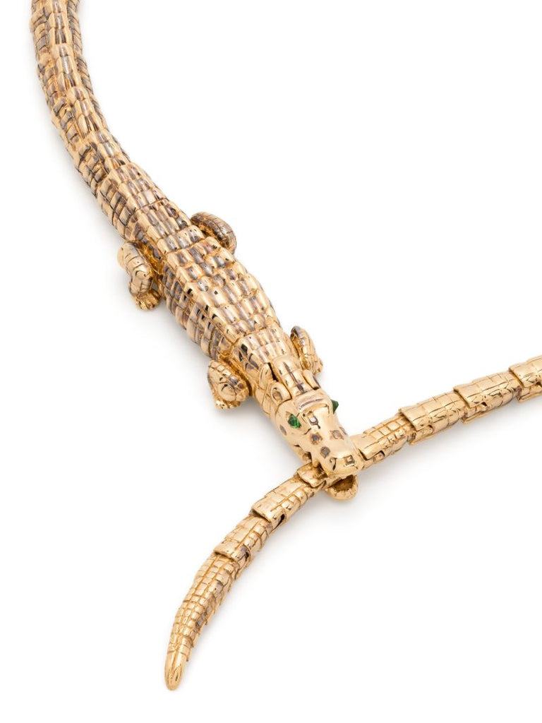 18k Yellow Gold Alligator Wrap Tsavorite Necklace