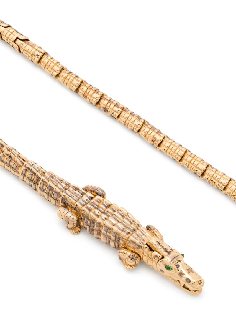 18k Yellow Gold Alligator Wrap Tsavorite Necklace