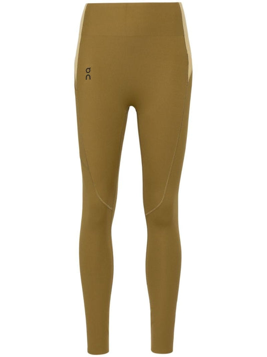Green Logo Print Panelled Performance Leggings