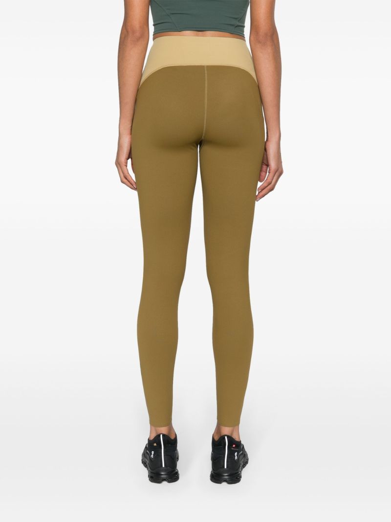 Green Logo Print Panelled Performance Leggings