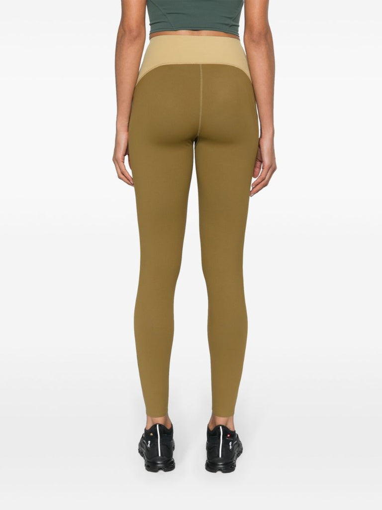 Green Logo Print Panelled Performance Leggings