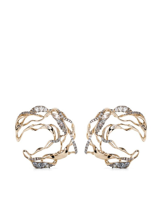 18k Yellow Gold Smoulder Diamond Sapphire and Spinel Earrings