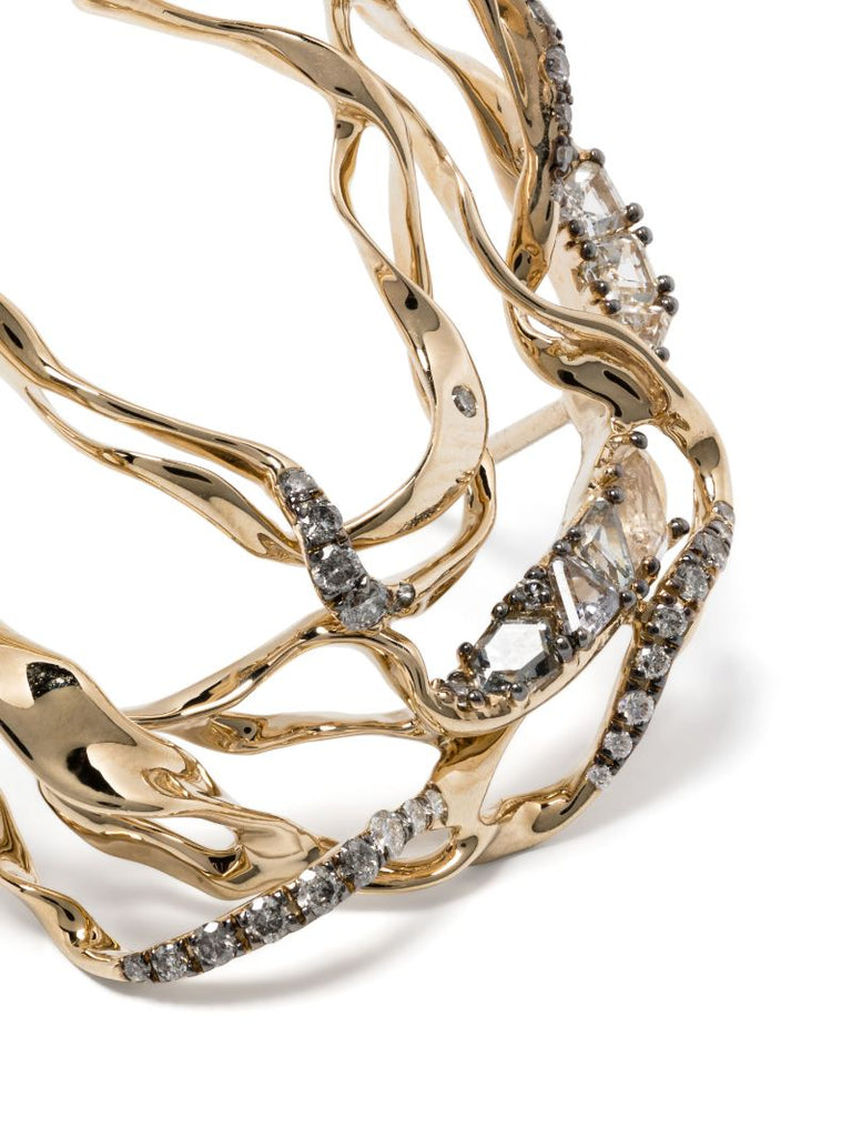 18k Yellow Gold Smoulder Diamond Sapphire and Spinel Earrings