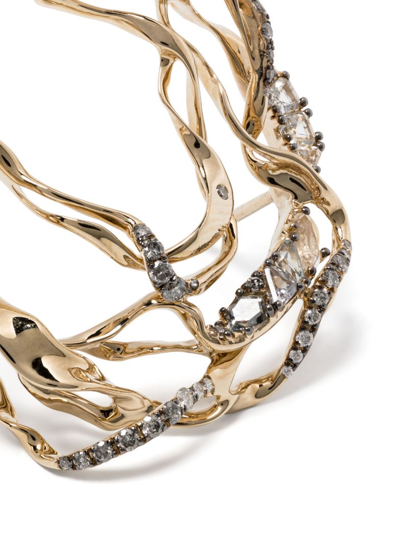18k Yellow Gold Smoulder Diamond Sapphire and Spinel Earrings