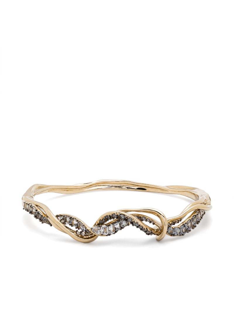 18k Yellow Gold Vapour Diamond and Spinel Bangle