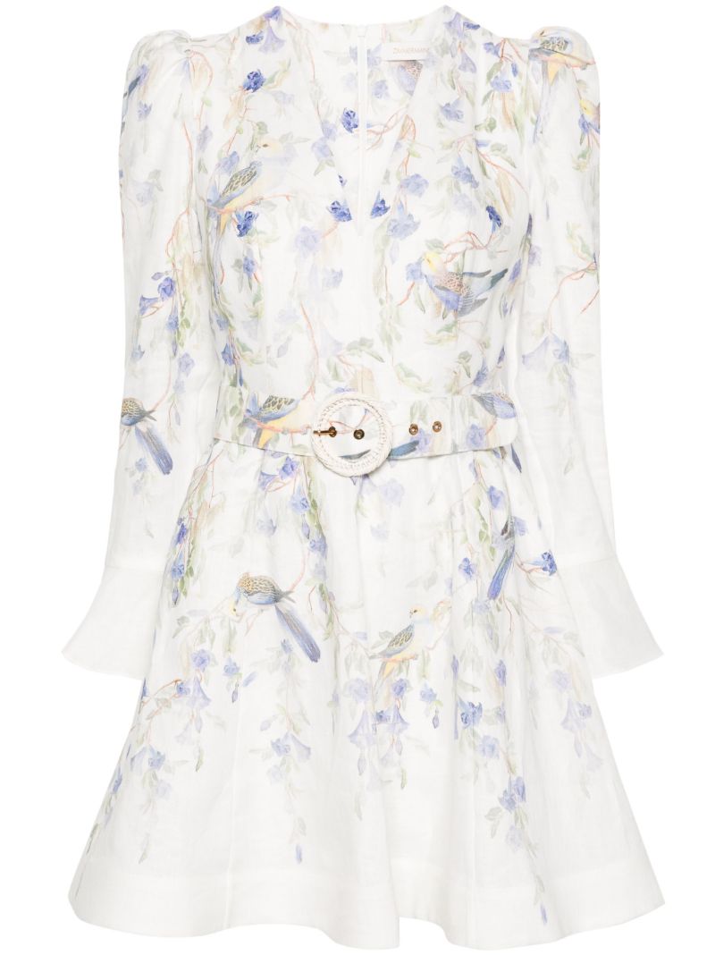 White Natural Linen Mini Dress