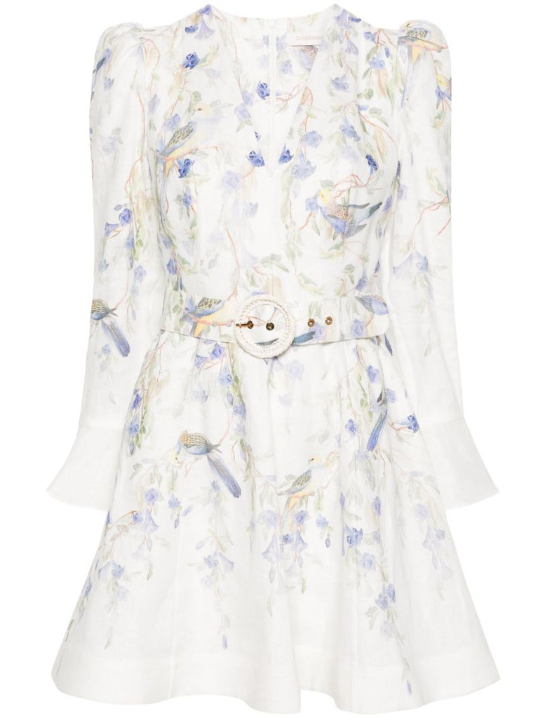 White Natural Linen Mini Dress