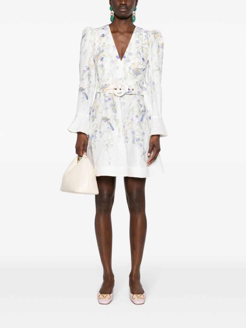 White Natural Linen Mini Dress