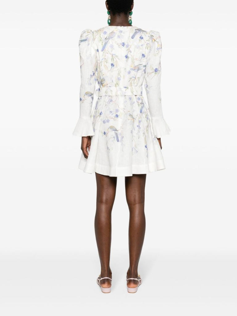 White Natural Linen Mini Dress