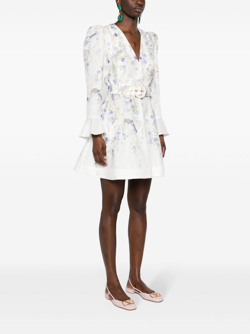 White Natural Linen Mini Dress