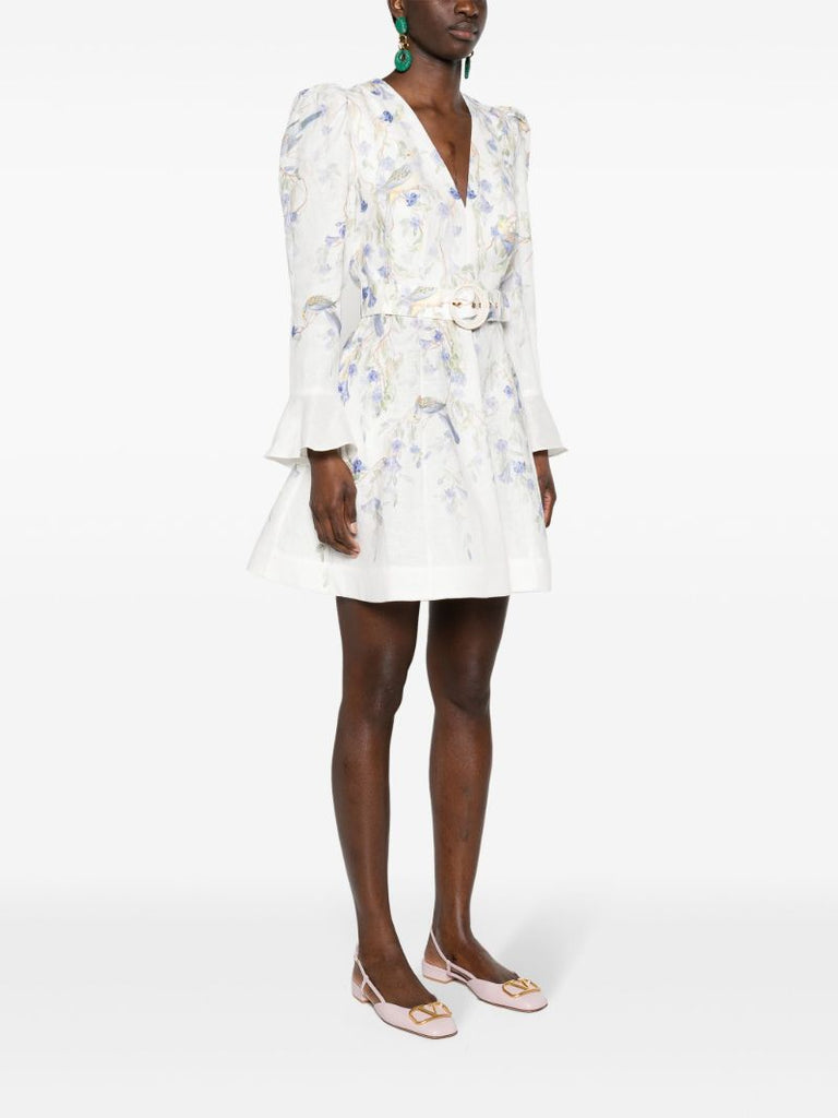 White Natural Linen Mini Dress