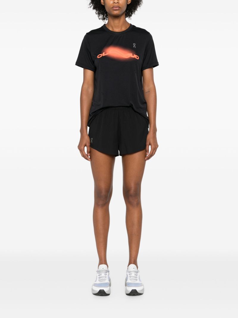 Black Logo Print Running Shorts