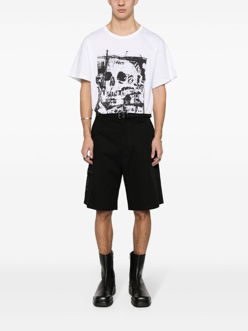 White Skull Print Cotton T-shirt