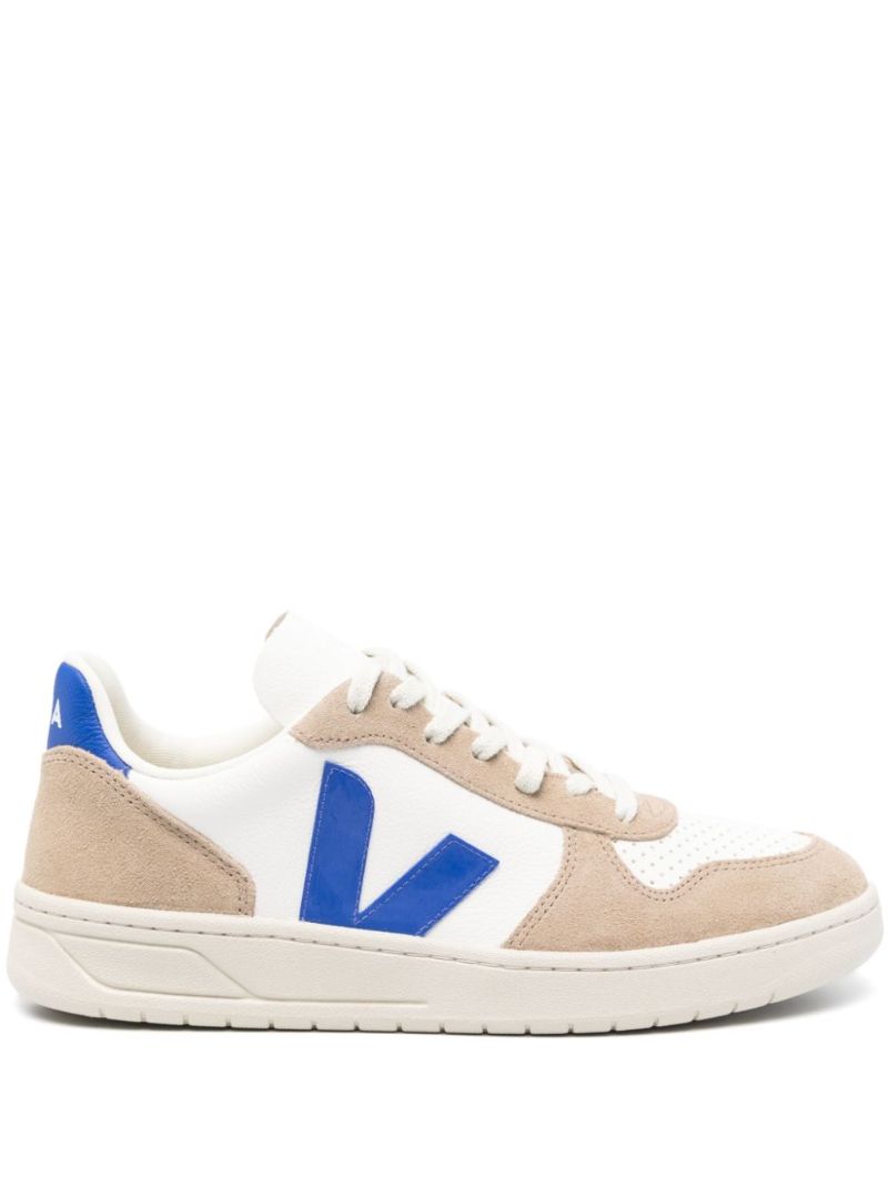 White V-10 Leather Sneakers