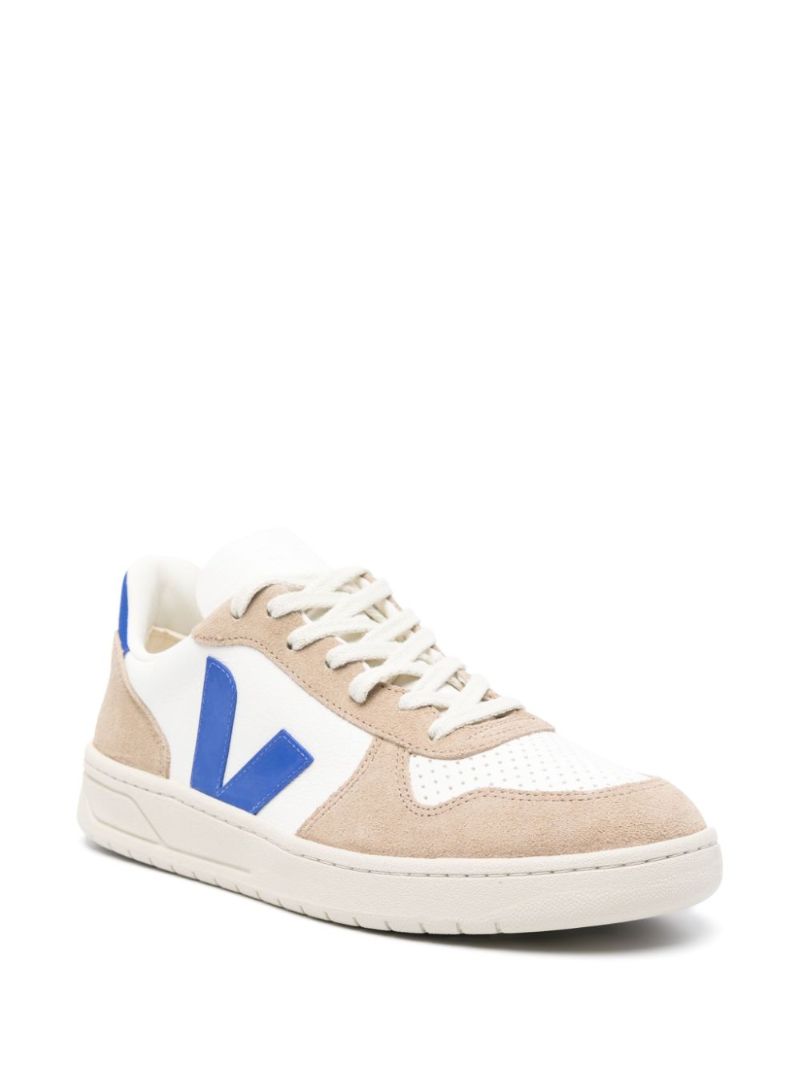 White V-10 Leather Sneakers