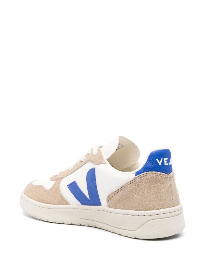 White V-10 Leather Sneakers