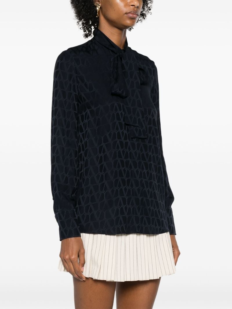 Blue Toile Iconographe-jacquard Silk Blouse