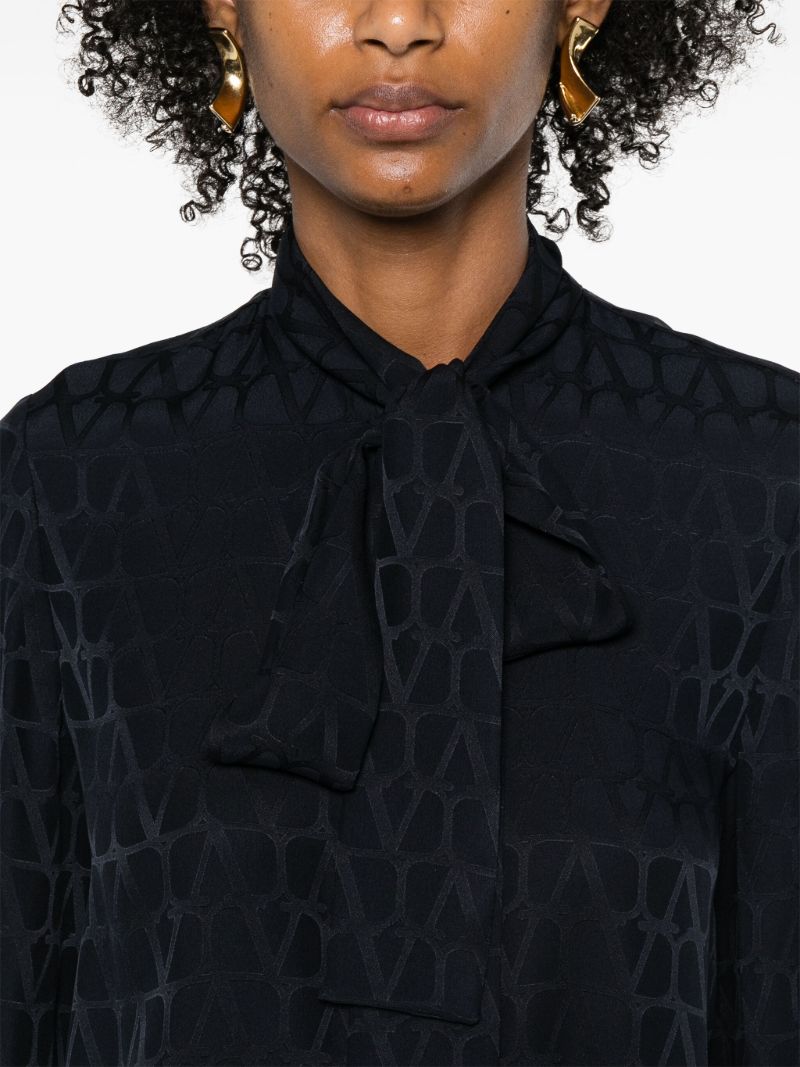 Blue Toile Iconographe-jacquard Silk Blouse