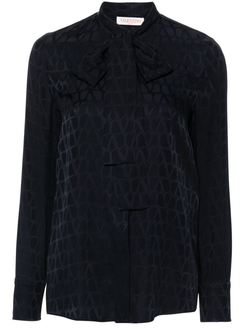 Blue Toile Iconographe-jacquard Silk Blouse