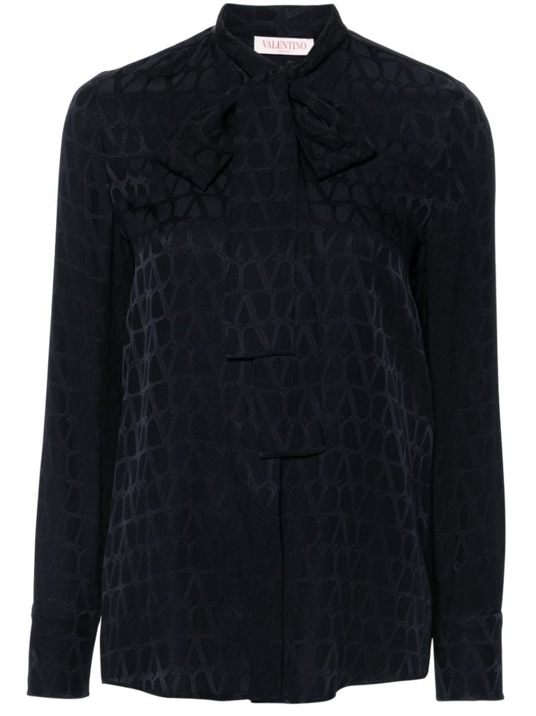 Blue Toile Iconographe-jacquard Silk Blouse