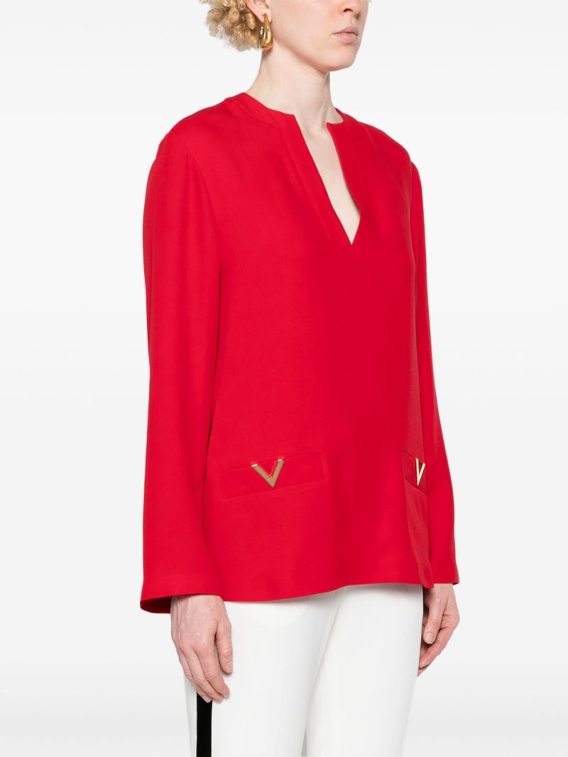 Red V Gold Silk Shirt