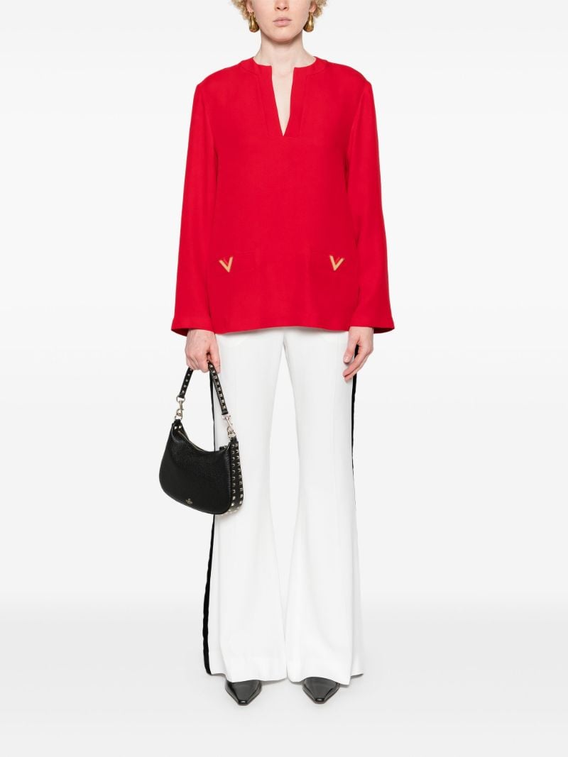 Red V Gold Silk Shirt