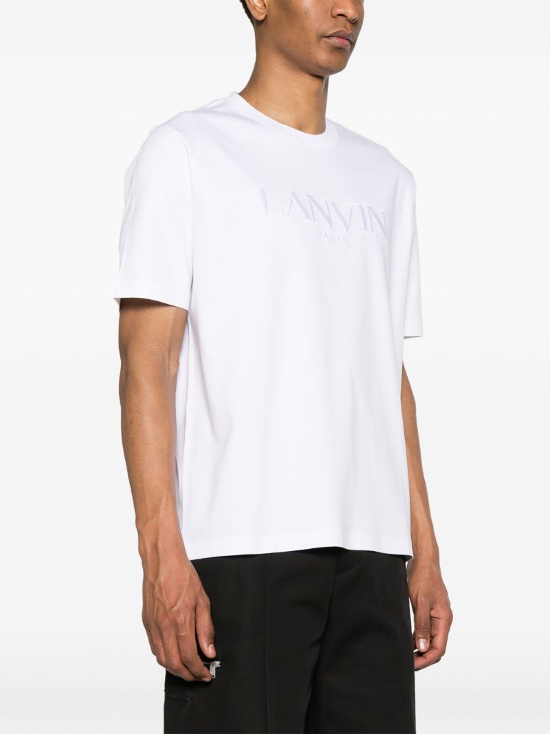 White Logo Embroidered Cotton T-shirt