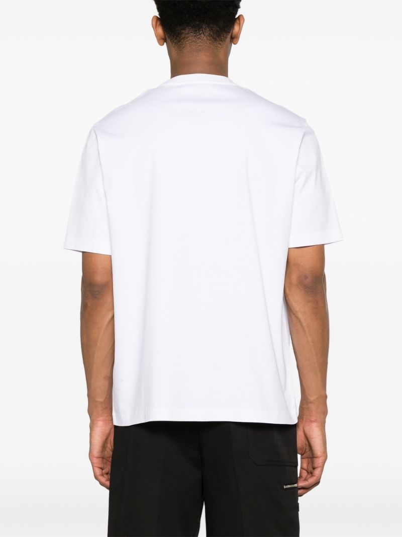 White Logo Embroidered Cotton T-shirt