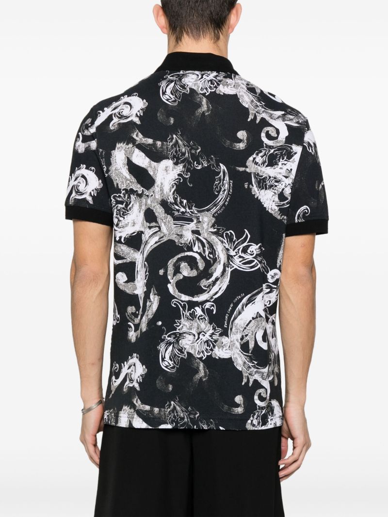 Black Watercolour Barocco Polo Shirt
