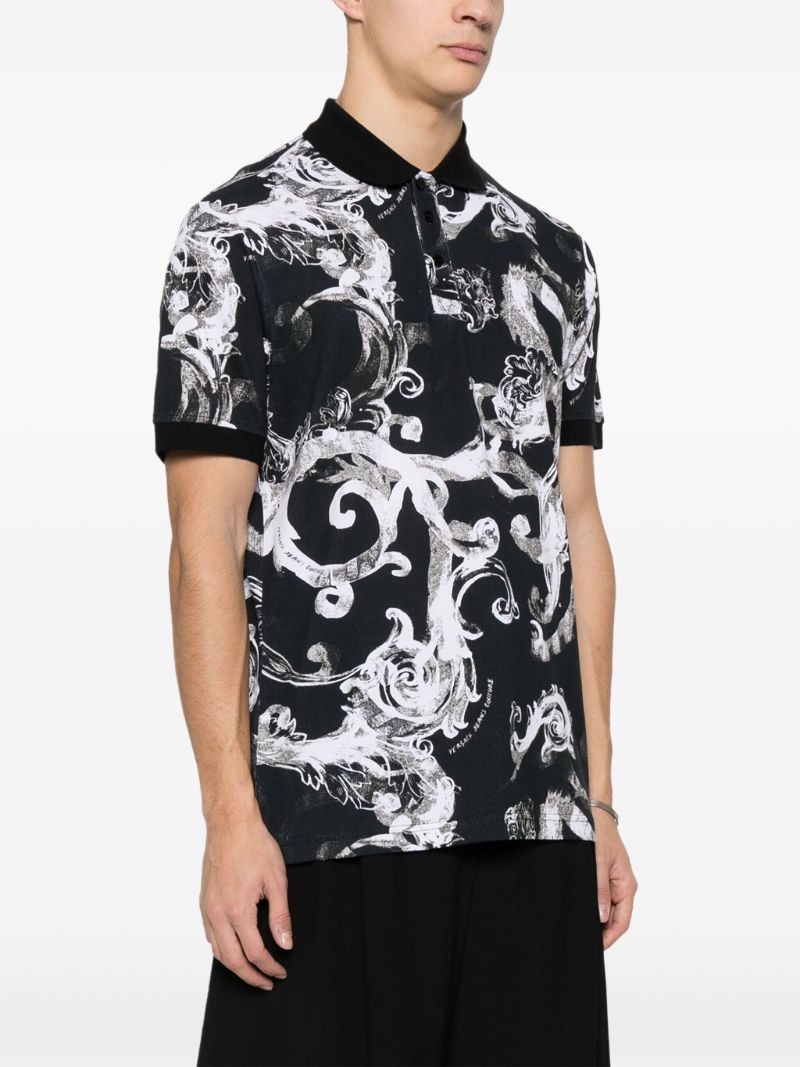 Black Watercolour Barocco Polo Shirt