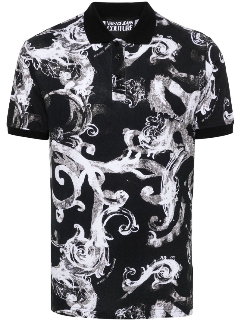 Black Watercolour Barocco Polo Shirt