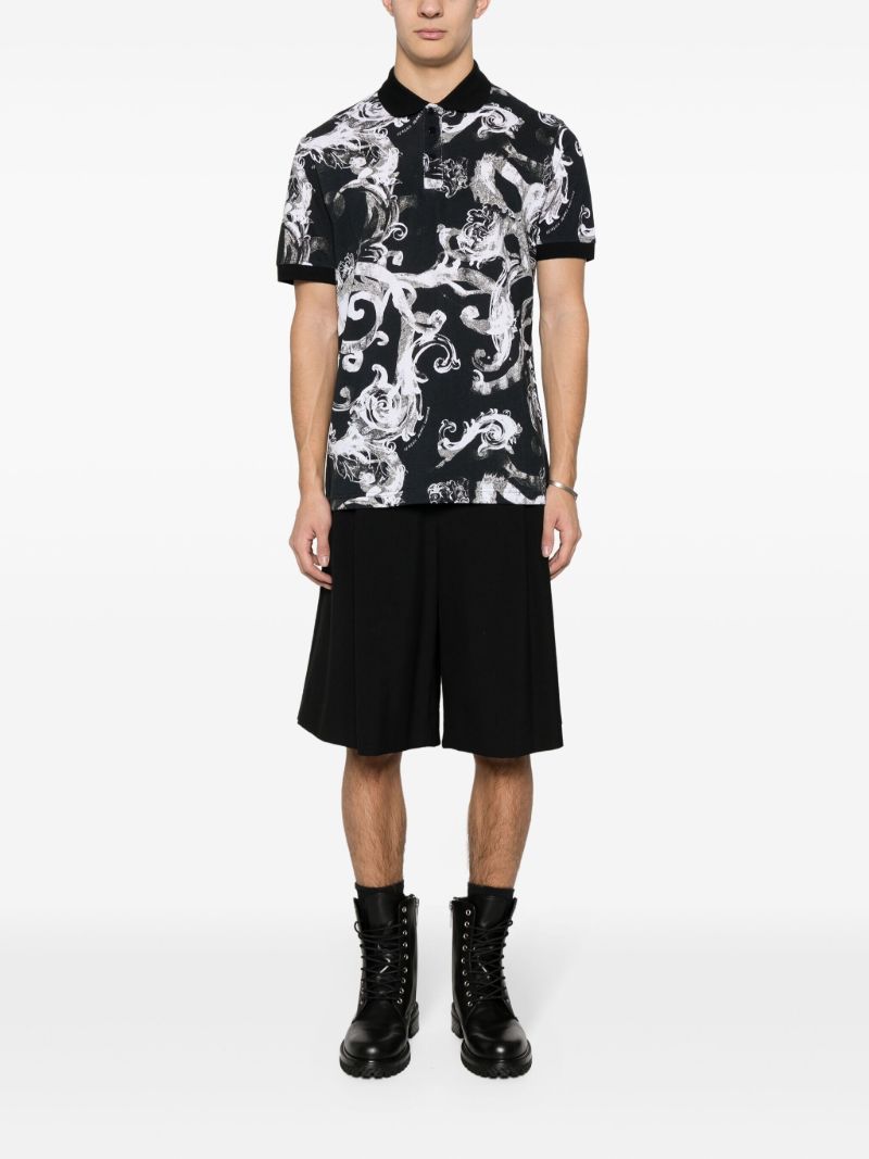 Black Watercolour Barocco Polo Shirt