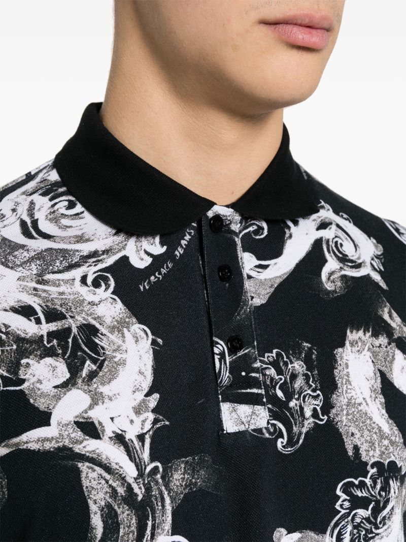 Black Watercolour Barocco Polo Shirt