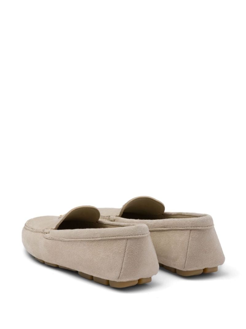 Grey Triangle Logo Suede Loafers