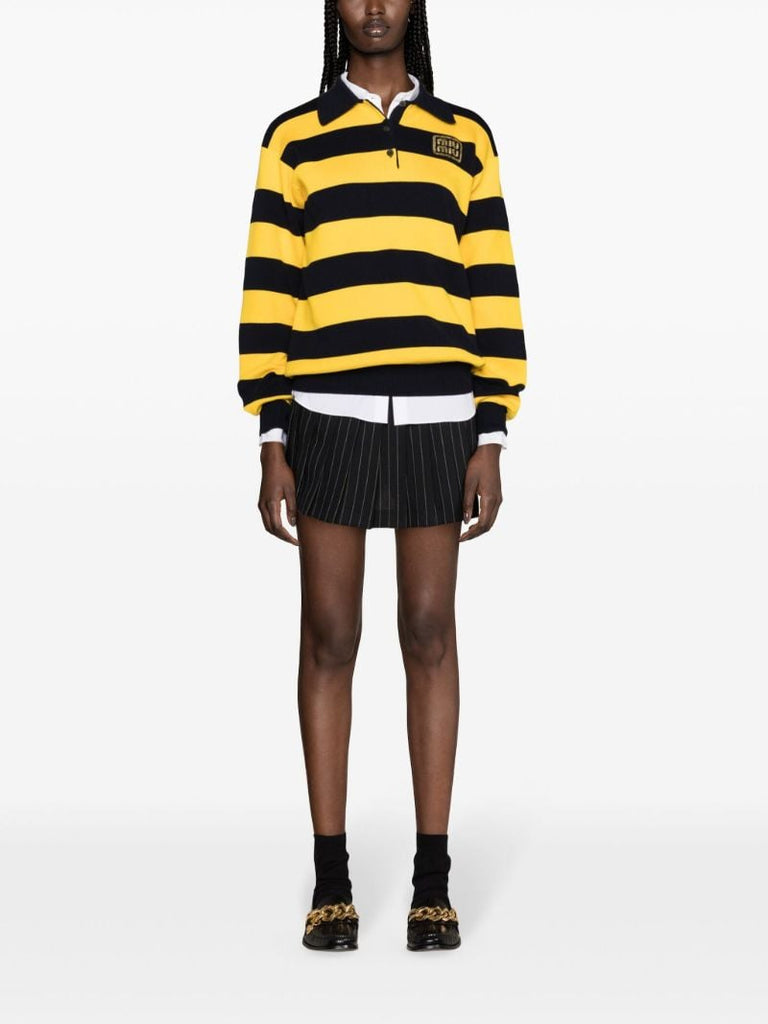 Blue Striped Polo Top