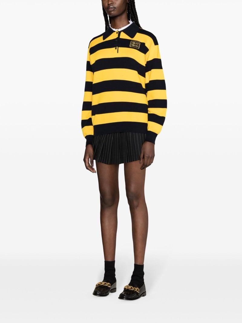 Blue Striped Polo Top