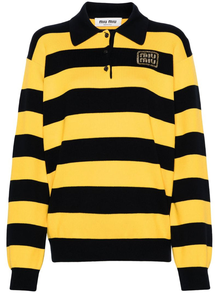 Blue Striped Polo Top