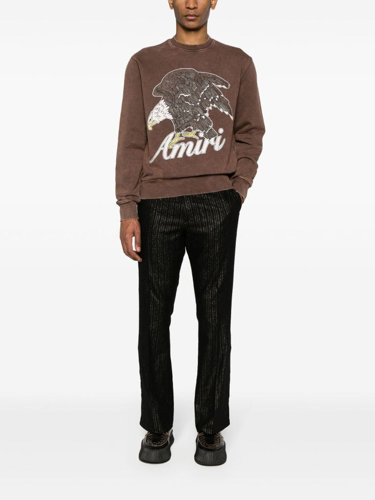 Brown Eagle-print Cotton Sweatshirt